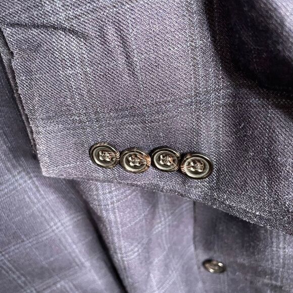 LRL Ralph Lauren Mens Sportcoat 54L Big Tall Blue Windowpane Plaid Wool Silk - Picture 5 of 10